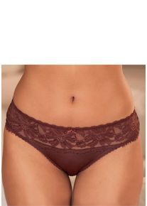 Lascana Damen Slip, Gr. 32, braun, Spitze, Microtouch, Obermaterial: 88% Polyamid, 12% Elasthan, Unterhosen, mit edlen Spitzeneinsätzen