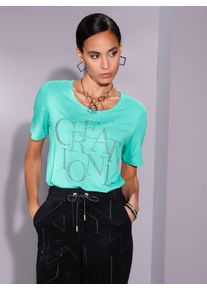 CRÉATION L CREATION L Damen Kurzarmshirt "Shirt", blau, Gr. 38, unifarben, 95% Viskose, 5% Elasthan, Shirts