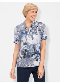 CLASSIC Damen Poloshirt "Shirt", blau, Gr. 42, gemustert, mehrfarbig, 95% Viskose, 5% Elasthan, Shirts