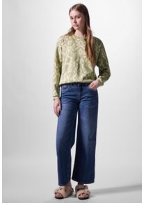 Damen Langarmshirtmild grün, casual, Gr. 42, STREET ONE STUDIO, gemustert, Stoff, 49% Polyester, 43% Viskose, 8% Elasthan, Shirts, aus elastischem