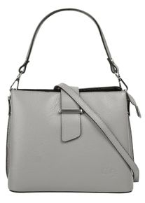 CLUTY Damen Henkeltasche, grau, Leder, unifarben, leicht glänzend, Taschen, echt Leder, Made in Italy