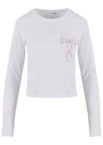 MISS TEE Herren T-Shirt "Miss Tee Bow Oneliner Ladies Short Longsleeve", weiß, casual, Gr. S, bedruckt, 95% Baumwolle, 5% Elasthan, Shirts