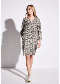 Street One Damen Blusenkleidmoonstone sand, casual, Gr. 40, gemustert, Stoff, 88% Viskose, 12% Polyamid, Kleider, knielang