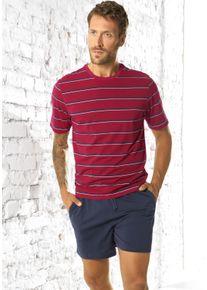 H.I.S. H.I.S Herren Pyjama, Gr. 44, rot, Single Jersey, Obermaterial: 60% Baumwolle, 40% Polyester, gestreift, Basic, Homewear-Sets, Schlafanzug mit