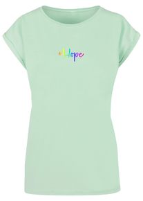 Merchcode Herren T-Shirt "Merchcode Damen Ladies Hope Rainbow Extended Shoulder Tee", grün, casual, Gr. L, bedruckt, 100% Baumwolle, Shirts
