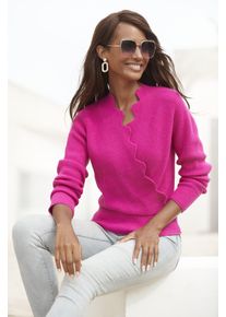 Lascana Damen Strickpullover, pink, modisch, Gr. 44, unifarben, Strick, Obermaterial: 50% Viskose, 28% Polyester, 22% Polyamid, Pullover, mit