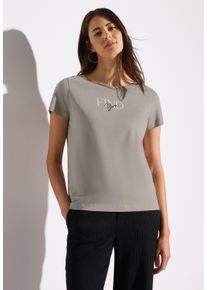 Street One Damen T-Shirtclay taupe, casual, Gr. 38, bedruckt, Web, Stoff, 50% Baumwolle, 50% Modal, Shirts, schimmernd