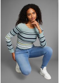 Kangaroos Damen Langarmshirt, bunt, casual, Gr. 52, gestreift, Rippware, Obermaterial: 100% Baumwolle, Shirts, körpernahe Passform, unifarben,