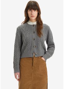 Levi's LEVI'S Damen Cardigan "PRIMROSE CABLE CARDIGAN", grau, casual, Gr. S, gemustert, Strick, Obermaterial: 80% Wolle, 20% Polyamid, Strickjacken, mit