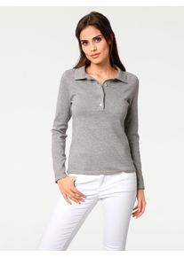 Heine Damen Polokragenpullover "Polopullover", grau, Gr. 40, unifarben, 100% Baumwolle, Pullover