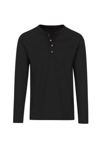 TRIGEMA Herren Longsleeve "TRIGEMA Langarmshirt mit Knopfleiste", schwarz, casual, Gr. S, 100% Baumwolle, Shirts