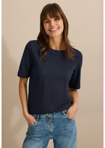 Cecil Damen T-Shirt, blau, Basic, Gr. XL, unifarben, Web, 95% Baumwolle, 5% Elasthan; grey melange: 68% Baumwolle, 28% Polyester, 4% Elathan, Shirts,