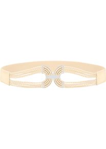 Lascana Damen Taillengürtel "Stretchgürtel", beige, feminin,modisch, Gr. 105, Lederimitat, Gürtel, Bauchgürtel, Schmuckgürtel, Shaping-Effekt, für