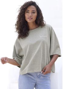 Damen Oversize-Shirt "mit hochwertiger Logostickerei", grau, casual, Gr. XS, Copenhagen Studios, unifarben, Single Jersey, Obermaterial: 88%