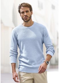 John Devin Herren Strickpullover, blau, casual, Gr. S, unifarben, Strick, Rippstrick, Obermaterial: 50% Baumwolle, 50% Polyacryl, Pullover, Pullover