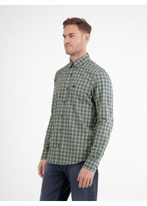 Lerros Herren Karohemd "Lerros Kariertes Herrenhemd mit Button-down-Kragen", grün, Gr. S, 100% Baumwolle, Hemden