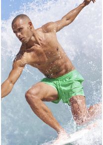 John Devin Herren Badeshorts, grün, Gr. M, unifarben, Microfaser, Recycling-Polyester, Badehosen, mit klassischem Style