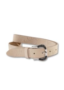Silbergift Damen Ledergürtel, beige, modisch, Gr. 90, Rindsleder, Gürtel, Mit floraler Prägung