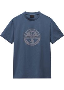 Napapijri Herren Kurzarmshirt "S-BOLLO SS 2"stormy weat g1y, casual, Gr. XXL, unifarben, Web, Obermaterial: 100% Baumwolle, Shirts, Mit