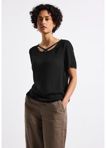 Street One Damen Shirtbluse, schwarz, casual, Gr. 34, unifarben, Stoff, 100% Viskose, Blusen, aus softer Viskose