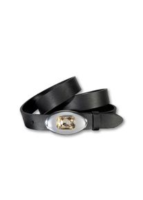 Silbergift Damen Koppelgürtel, schwarz, elegant,feminin,klassisch,modisch, Gr. 90, Rindsleder, Gürtel, Mit Glitzerstein auf der Schließe