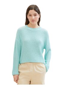 Damen Strickpullover, blau, casual, Gr. XXL, Tom Tailor Denim, unifarben, Grobstrick, Obermaterial: 55% Polyacryl, 45% Polyamid, Pullover, in kurzer