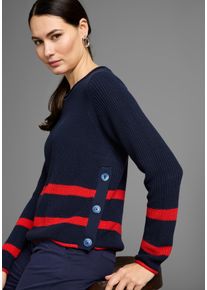 HECHTER PARIS Damen Rundhalspullover, bunt, feminin, Gr. 44, kontrastfarbene Details, Strick, Obermaterial: 50% Baumwolle, 50% Polyacryl, Pullover,