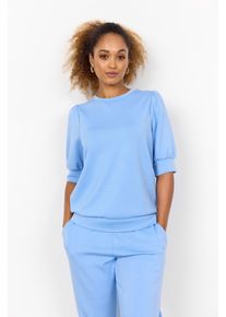 soyaconcept Damen Kurzarmbluse "SC-BANU 83"air blau, modisch, Gr. S, unifarben, Sweatware, Obermaterial: 48% Modal, 48% Polyester, 4% Elasthan, Blusen