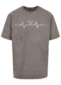Merchcode Herren T-Shirt "Merchcode Herren Tennis Beats Acid Washed Oversized Tee", grau, casual, Gr. XL, bedruckt, 100% Baumwolle, Shirts