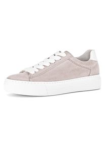 Gabor Damen Plateausneaker "FLORENZ", Gr. 35, beige, Ziegenveloursleder, Kalbsleder, casual, Schuhe, Freizeitschuh, Halbschuh, Schnürschuh mit