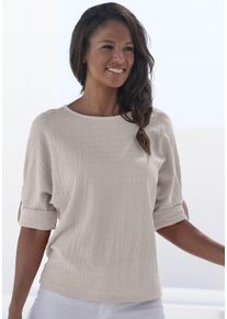 Vivance Damen 2-in-1-Shirt "zum Krempeln", beige, modisch, Gr. 32, unifarben, Cru00eape, Obermaterial: 98% Polyester, 2% Elasthan, Shirts, aus
