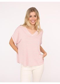 Zwillingsherz Damen T-Shirt ""Maritime Streifen"", rosa, modisch, gestreift, Obermaterial: 97% Viskose, 3% Elasthan, Shirts, mit hohem Viskoseanteil,
