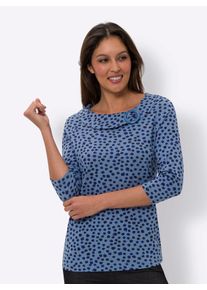 Classic Basics Damen 3/4-Arm-Shirt "3/4-Arm-Shirt", blau, Gr. 40, gemustert, gepunktet, bedruckt, 100% Baumwolle, Shirts