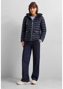Cecil Damen Steppjacke, blau, casual, Gr. XXL, unifarben, Stoff, Obermaterial: 100% Polyester, Füllung: 100% Polyester, Jacken, mit Kapuze mit