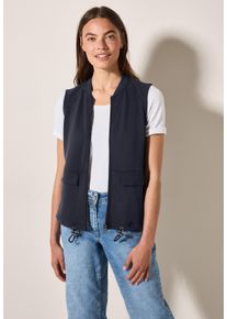 Cecil Damen Kurzweste, blau, casual, Gr. S, unifarben, Stoff, 49% Polyester, 44% Modal, 7% Elasthan, Westen, mit Tunnelzug am Saum