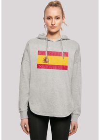 F4NT4STIC Damen Kapuzenpullover "Spain Spanien Flagge distressed", grau, casual, Gr. M, Obermaterial: 100% Baumwolle, Pullover, Print