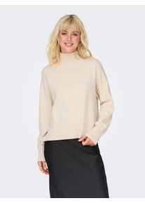 Only Damen Stehkragenpullover "ONLBARI L/S HIGHNECK KNT", grau, modisch, Gr. S, unifarben, Strick, Feinstrick, Obermaterial: 51% Viskose, 26%