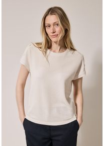 Cecil Damen T-Shirt, beige, casual, Gr. M, unifarben, Jersey, Obermaterial: 60% Viskose, 40% Polyester, Shirts, in Struktur-Optik und mit
