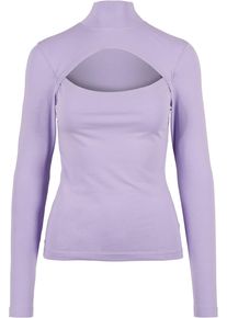 Urban Classics Damen Langarmshirt "Urban Classics Damen Ladies Cut-Out Turtleneck Longsleeve", lila, casual, Gr. XS, unifarben, 95% Baumwolle, 5%