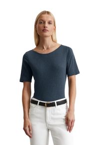 Marc O'Polo MARC O'POLO Damen T-Shirt "aus softem Slub-Jersey"muted blau, Basic, Gr. L, unifarben, Obermaterial: 100% Baumwolle, Shirts