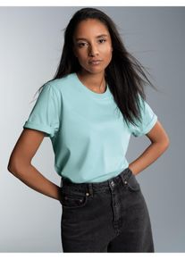 TRIGEMA Damen T-Shirt "TRIGEMA T-Shirt DELUXE Baumwolle", blau, Basic, Gr. XL, 100% Baumwolle, Shirts