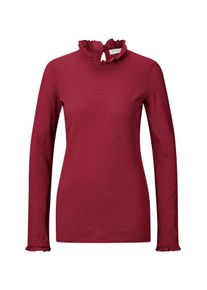 RICHROYAL Damen Langarmshirt "2409 O Slub F LS", rot, casual, Gr. S, Single Jersey, Obermaterial: 100% Baumwolle, Shirts, mit Rüschenkante an