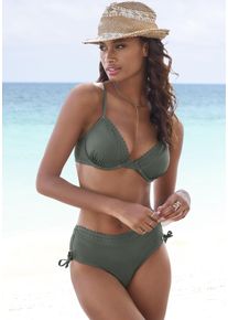 s.Oliver Damen Bikini-Hose "Aiko", grün, Gr. 36, unifarben, Microfaser, Polyamid, Microfaser, Badehosen, mit Häkeloptik