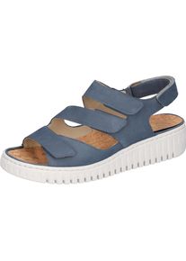 Waldläufer WALDLÄUFER Damen Keilsandalette "H-Willow", Gr. 4,5, blau, Nubukleder, klassisch, Schuhe, Sommerschuh, Sandale, Keilabsatz, mit Kork-Fußbett, Weite H