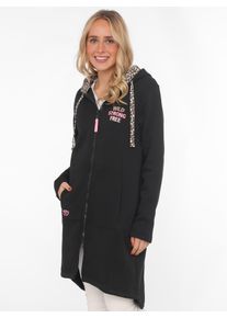 Zwillingsherz Damen Jerseymantel ""Wild and Free"", schwarz, modisch, Gr. LXL, Obermaterial: 50% Baumwolle, 50% Polyester, Mäntel, mit auffäligem