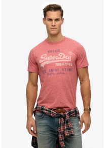 Superdry Herren Rundhalsshirt "VL CLASSIC RELAXED TEE"mid rot grit, modisch, Gr. XL, meliert, Single Jersey, Obermaterial: 60% Baumwolle, 40%