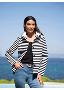 Heine Damen Shirtjacke "Sweatjacke", schwarz, Gr. 40, gemustert, mehrfarbig, bedruckt, 62% Polyester, 33% Viskose, 5% Elasthan, Shirts