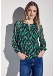 Street One Damen Langarmbluse, grün, casual, Gr. 38, bedruckt, Stoff, Obermaterial: 100% Polyester; Unterstoff: 100% Modal, Blusen, mit Cut-Out Detail