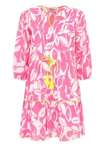 Zwillingsherz Damen Sommerkleid ""Blätter Zweifarbig"", pink, modisch, Gr. S, gemustert, Web, Obermaterial: 100% Baumwolle, Kleider, mit Tasseln und