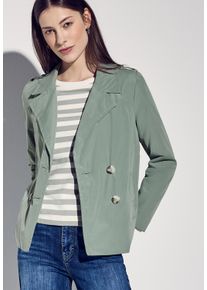 Street One Damen Trenchcoat, grün, casual, Gr. 38, unifarben, Web, Obermaterial: 62% Polyester, 38% Baumwolle, Mäntel, doppelreihig und mit